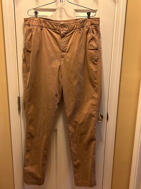Coldwater Creek Sz 16 Tall - Hidden Stretch-Waist Dark Tan Chinos.  EUC